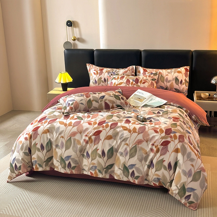 91家纺网 家纺一手货源 找家纺 帛美家纺 2025新款全棉加厚款数码印花磨毛四件套 景秋