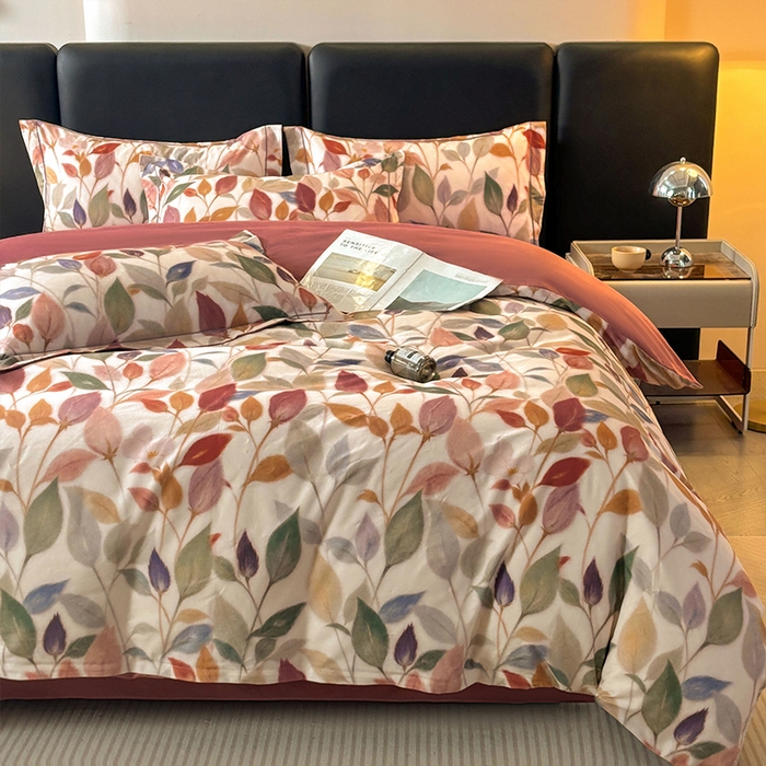 91家纺网 家纺一手货源 找家纺 帛美家纺 2025新款全棉加厚款数码印花磨毛四件套 景秋