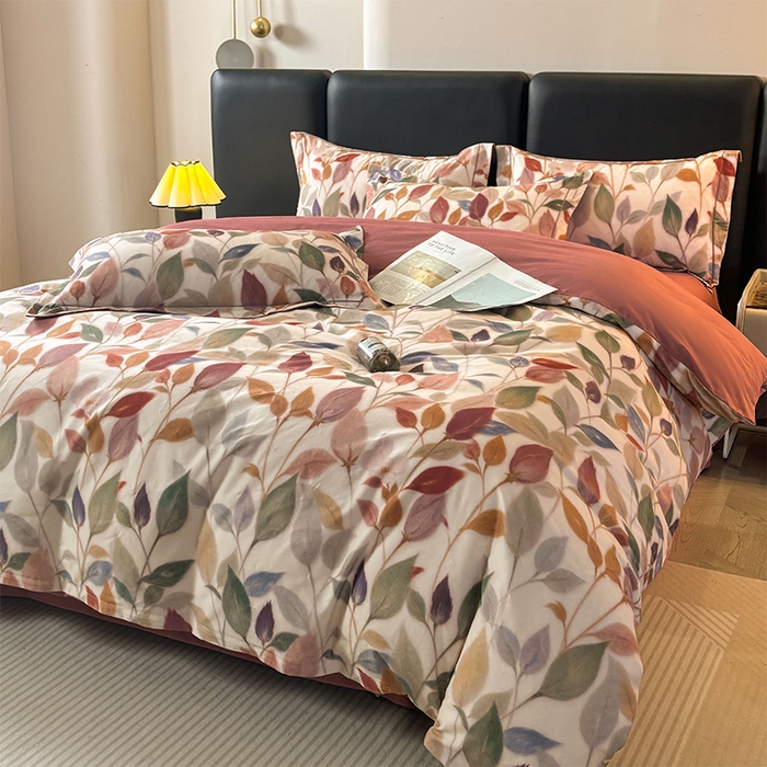 91家纺网 家纺一手货源 找家纺 帛美家纺 2025新款全棉加厚款数码印花磨毛四件套 景秋