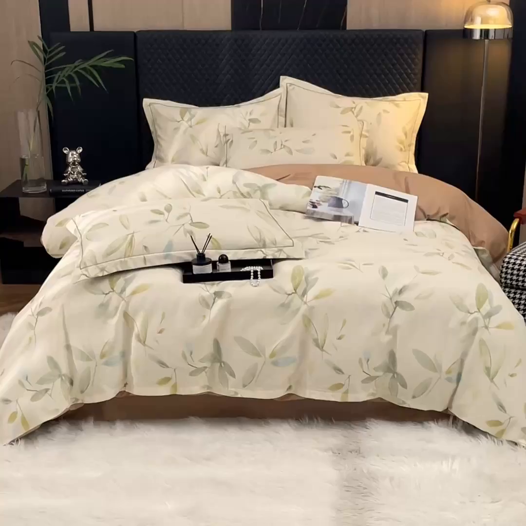 91家纺网 家纺一手货源 找家纺 帛美家纺 2025新款全棉加厚款数码印花磨毛四件套 乐莹