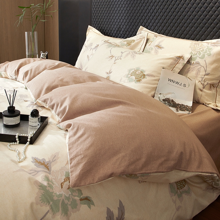 91家纺网 家纺一手货源 找家纺 帛美家纺 2025新款全棉加厚款数码印花磨毛四件套 鹿禾