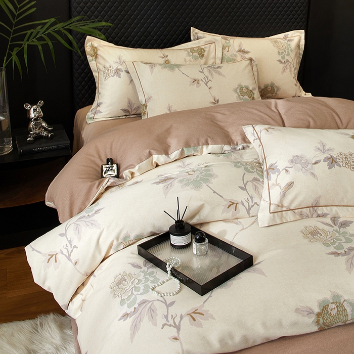 91家纺网 家纺一手货源 找家纺 帛美家纺 2025新款全棉加厚款数码印花磨毛四件套 鹿禾