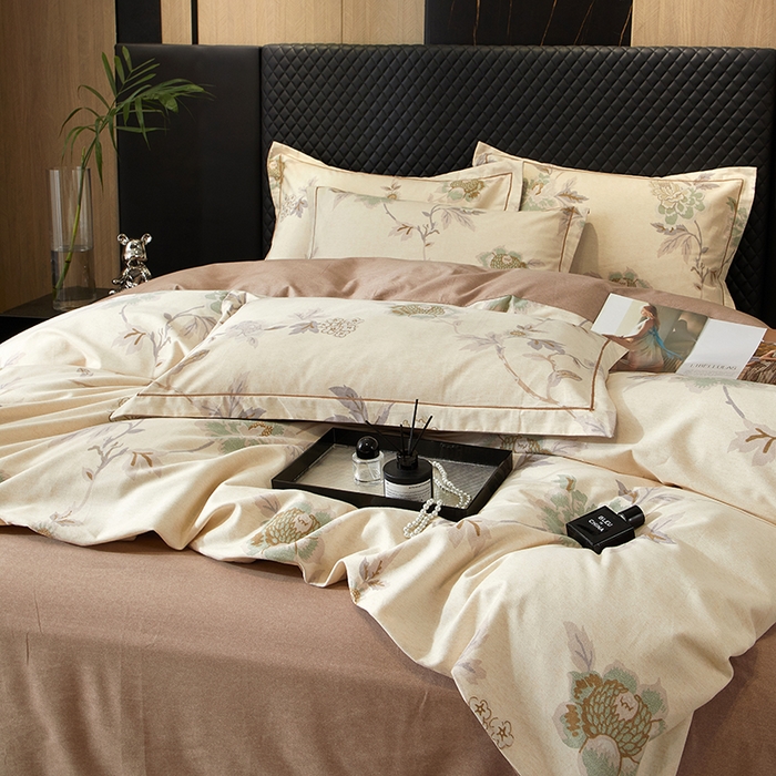 91家纺网 家纺一手货源 找家纺 帛美家纺 2025新款全棉加厚款数码印花磨毛四件套 鹿禾