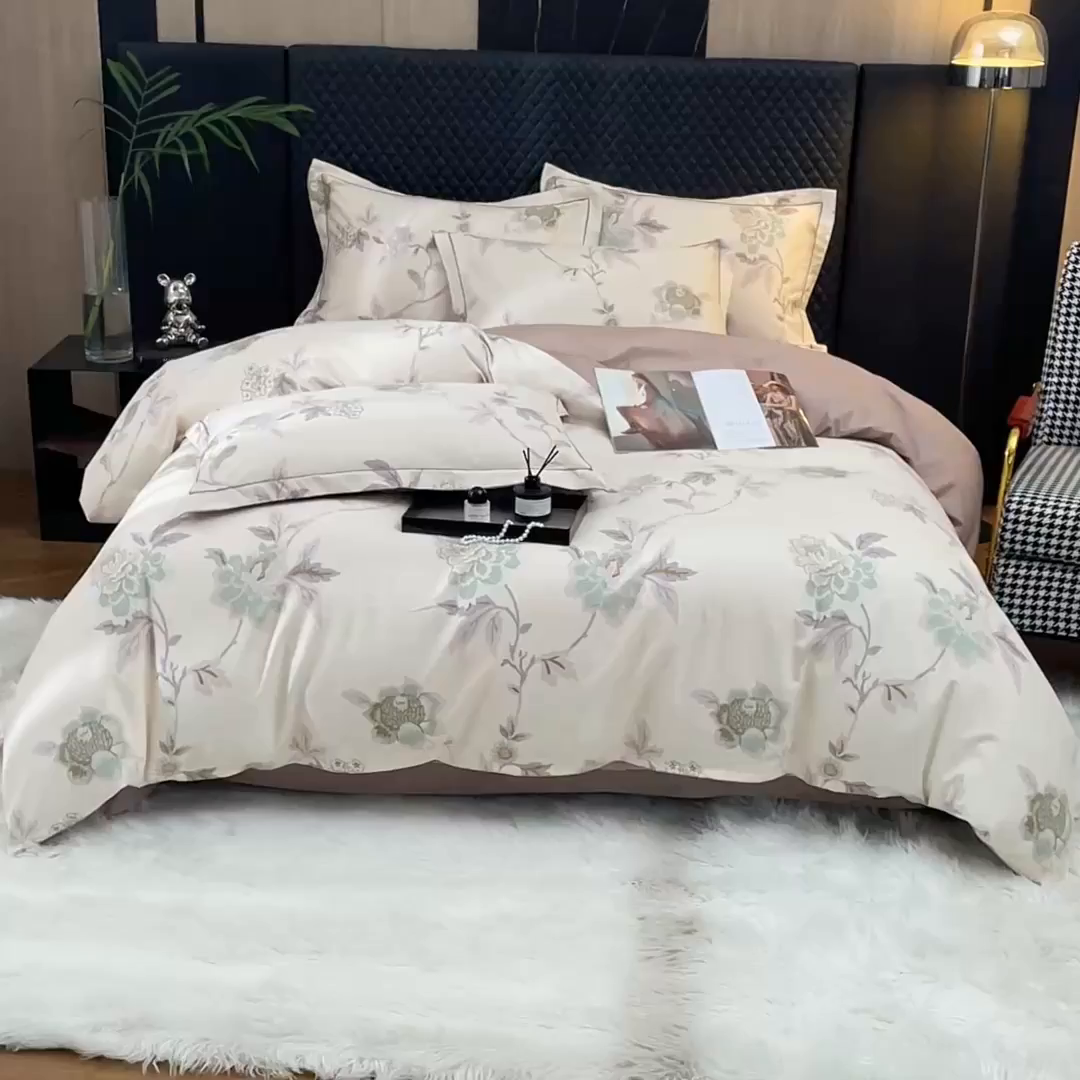 91家纺网 家纺一手货源 找家纺 帛美家纺 2025新款全棉加厚款数码印花磨毛四件套 鹿禾
