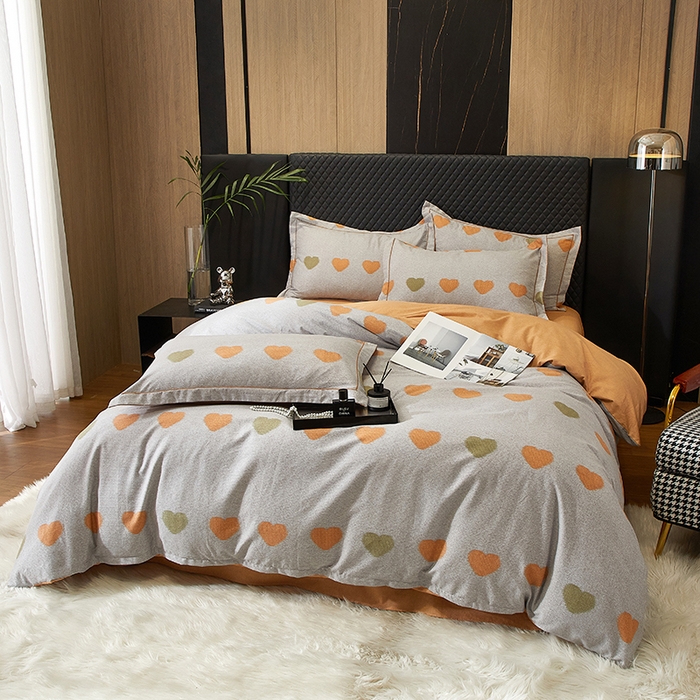 91家纺网 家纺一手货源 找家纺 帛美家纺 2025新款全棉加厚款数码印花磨毛四件套 满心欢喜