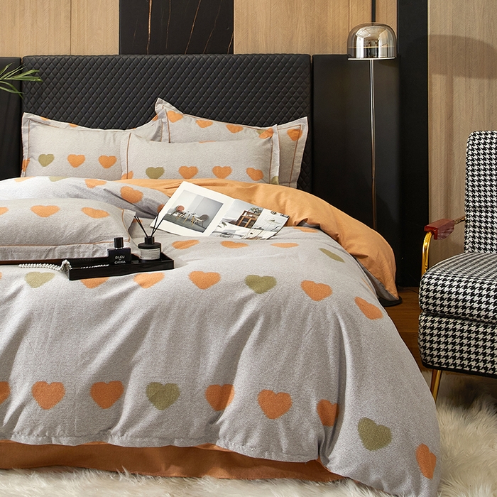 91家纺网 家纺一手货源 找家纺 帛美家纺 2025新款全棉加厚款数码印花磨毛四件套 满心欢喜