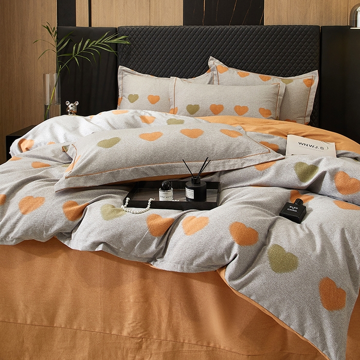 91家纺网 家纺一手货源 找家纺 帛美家纺 2025新款全棉加厚款数码印花磨毛四件套 满心欢喜