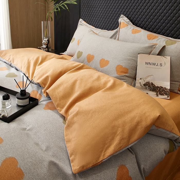 91家纺网 家纺一手货源 找家纺 帛美家纺 2025新款全棉加厚款数码印花磨毛四件套 满心欢喜