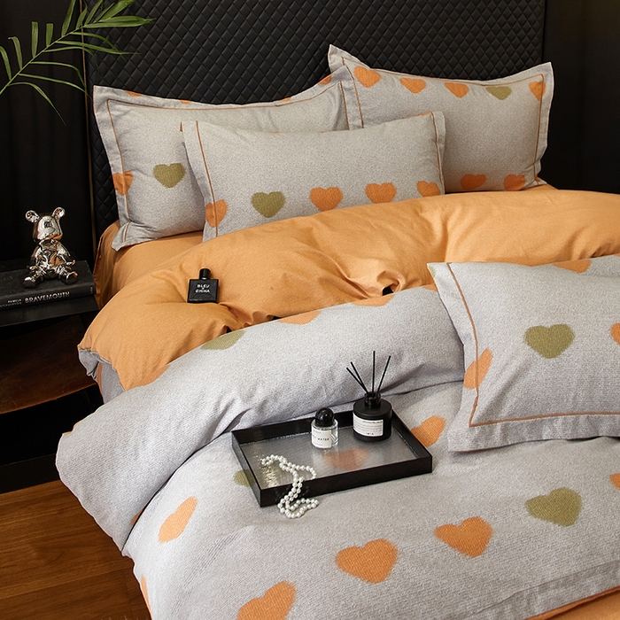 91家纺网 家纺一手货源 找家纺 帛美家纺 2025新款全棉加厚款数码印花磨毛四件套 满心欢喜