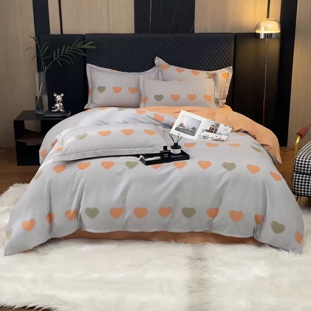 91家纺网 家纺一手货源 找家纺 帛美家纺 2025新款全棉加厚款数码印花磨毛四件套 满心欢喜