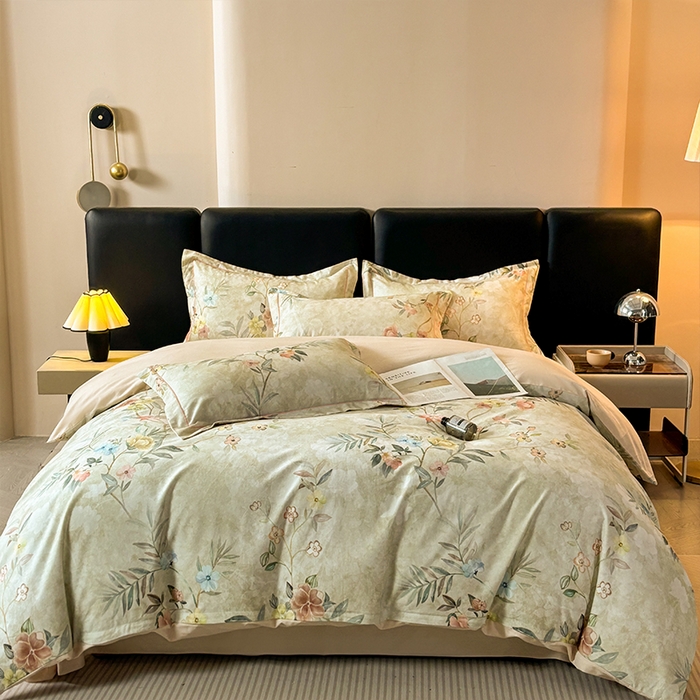 91家纺网 家纺一手货源 找家纺 帛美家纺 2025新款全棉加厚款数码印花磨毛四件套 美伊