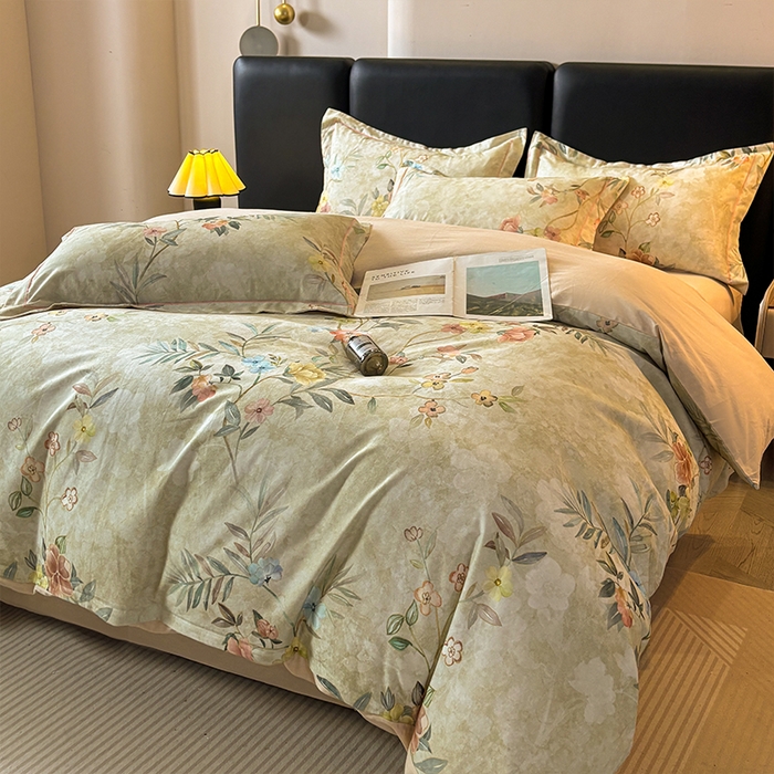 91家纺网 家纺一手货源 找家纺 帛美家纺 2025新款全棉加厚款数码印花磨毛四件套 美伊