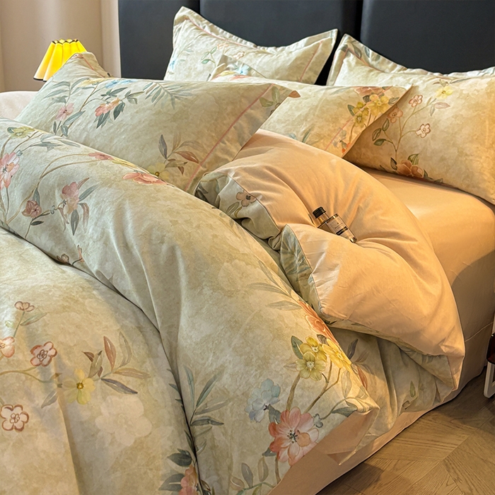 91家纺网 家纺一手货源 找家纺 帛美家纺 2025新款全棉加厚款数码印花磨毛四件套 美伊