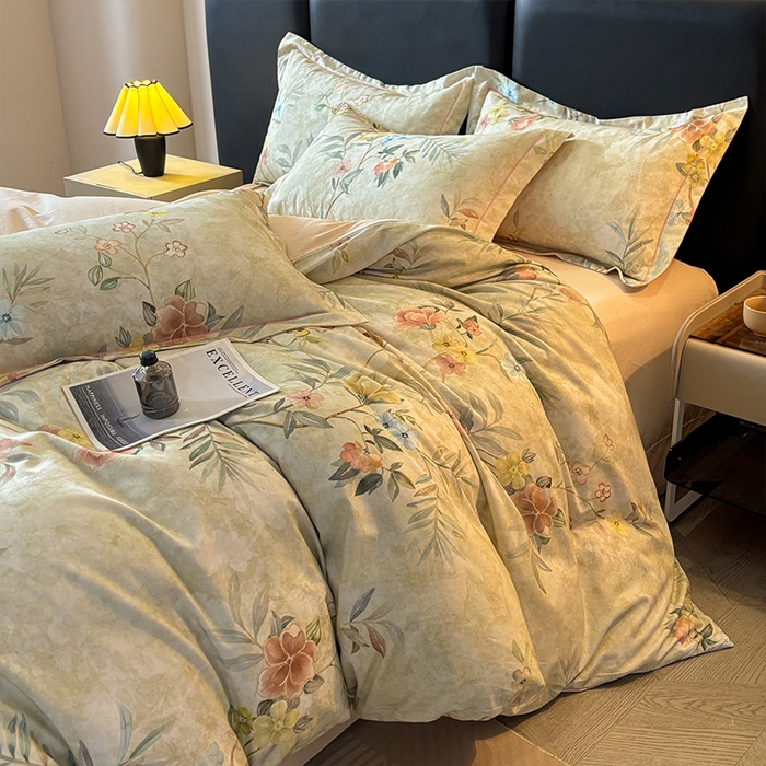 91家纺网 家纺一手货源 找家纺 帛美家纺 2025新款全棉加厚款数码印花磨毛四件套 美伊