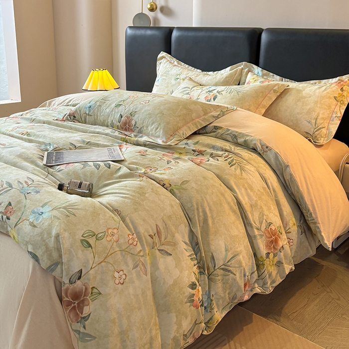 91家纺网 家纺一手货源 找家纺 帛美家纺 2025新款全棉加厚款数码印花磨毛四件套 美伊