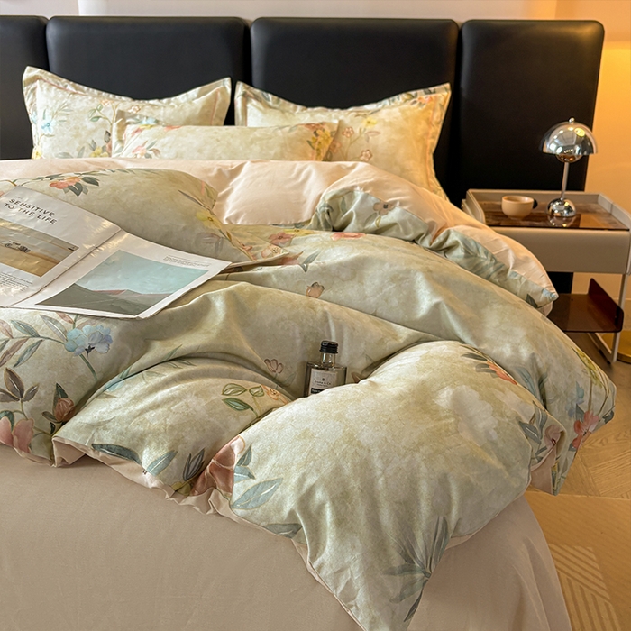 91家纺网 家纺一手货源 找家纺 帛美家纺 2025新款全棉加厚款数码印花磨毛四件套 美伊