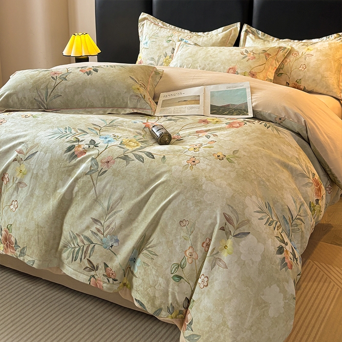 91家纺网 家纺一手货源 找家纺 帛美家纺 2025新款全棉加厚款数码印花磨毛四件套 美伊