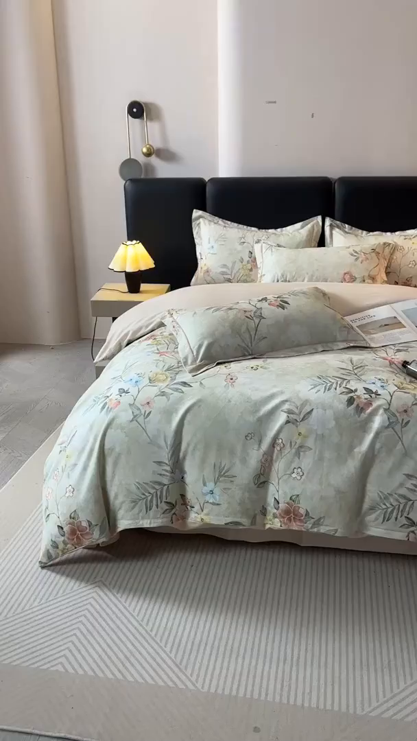 91家纺网 家纺一手货源 找家纺 帛美家纺 2025新款全棉加厚款数码印花磨毛四件套 美伊