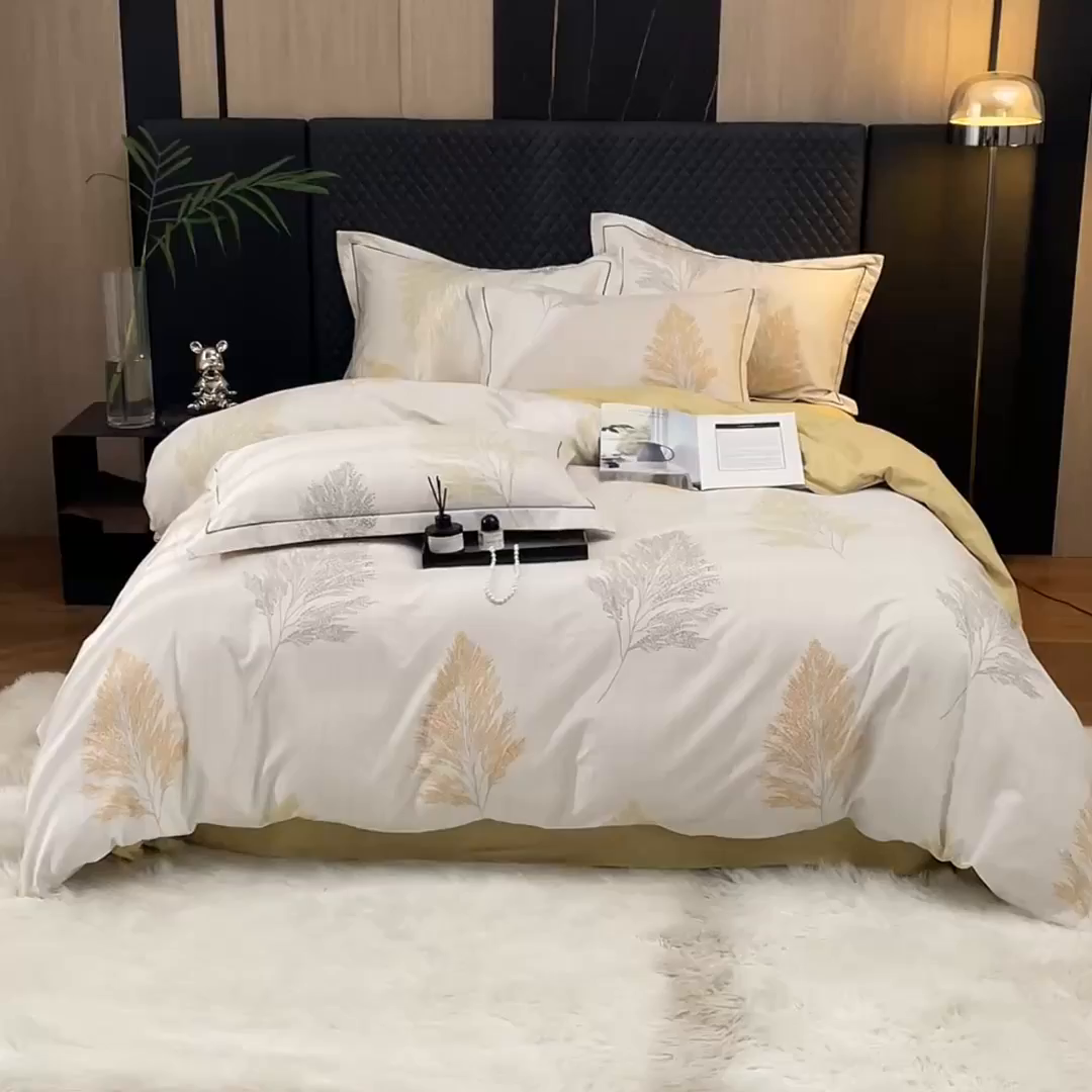 91家纺网 家纺一手货源 找家纺 帛美家纺 2025新款全棉加厚款数码印花磨毛四件套 墨上枝