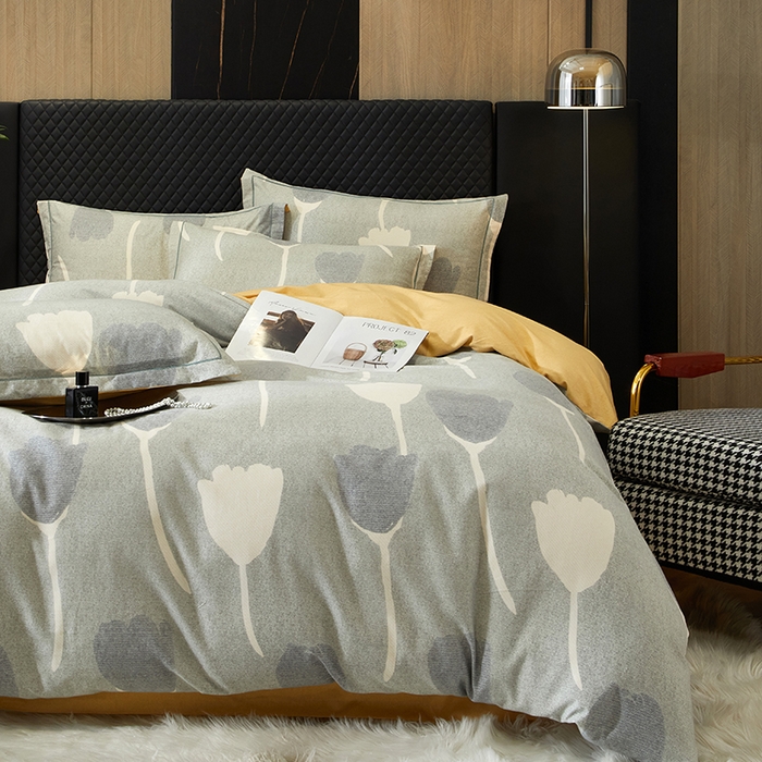 91家纺网 家纺一手货源 找家纺 帛美家纺 2025新款全棉加厚款数码印花磨毛四件套 人间茶白