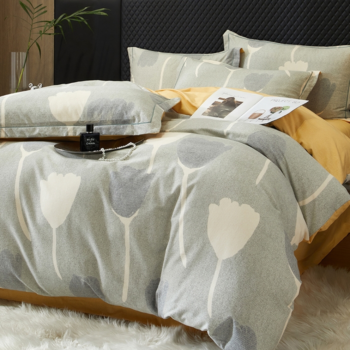 91家纺网 家纺一手货源 找家纺 帛美家纺 2025新款全棉加厚款数码印花磨毛四件套 人间茶白