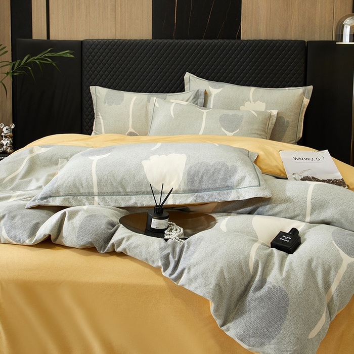 91家纺网 家纺一手货源 找家纺 帛美家纺 2025新款全棉加厚款数码印花磨毛四件套 人间茶白