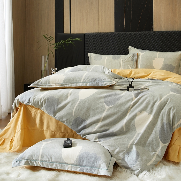 91家纺网 家纺一手货源 找家纺 帛美家纺 2025新款全棉加厚款数码印花磨毛四件套 人间茶白