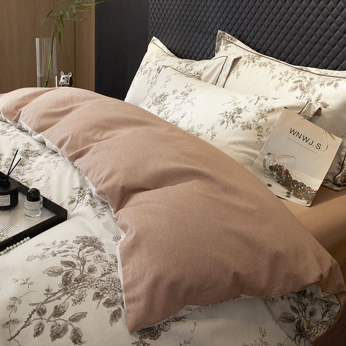 91家纺网 家纺一手货源 找家纺 帛美家纺 2025新款全棉加厚款数码印花磨毛四件套 森屿集