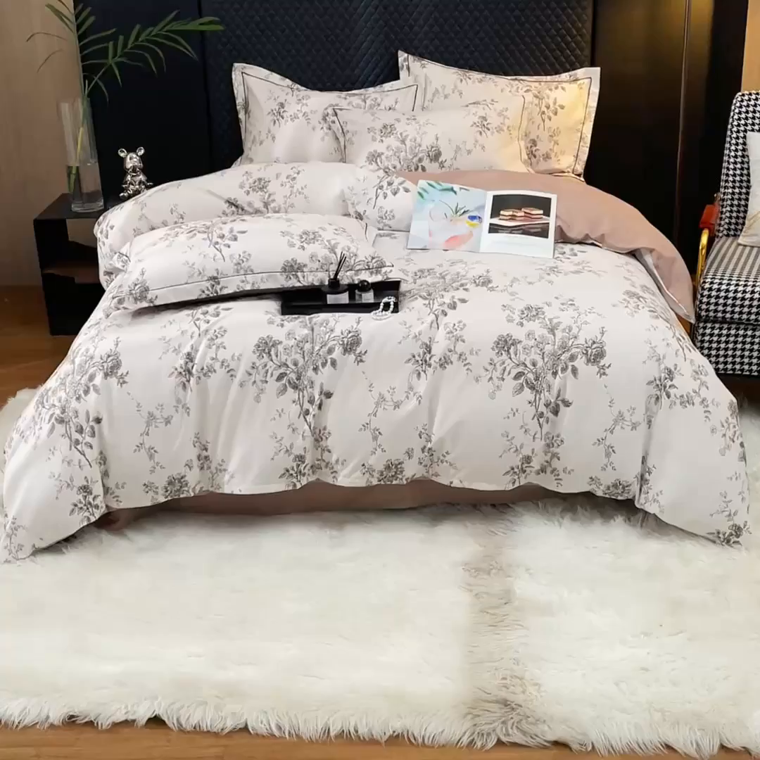 91家纺网 家纺一手货源 找家纺 帛美家纺 2025新款全棉加厚款数码印花磨毛四件套 森屿集