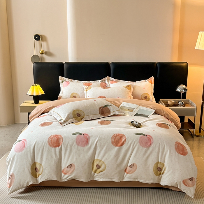 帛美家纺 2025新款全棉加厚款数码印花磨毛四件套 水果派对