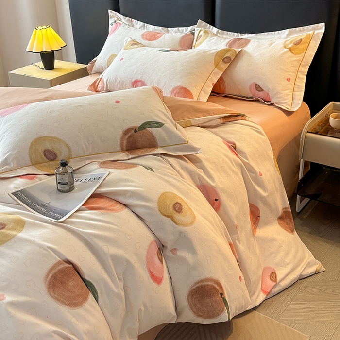 91家纺网 家纺一手货源 找家纺 帛美家纺 2025新款全棉加厚款数码印花磨毛四件套 水果派对