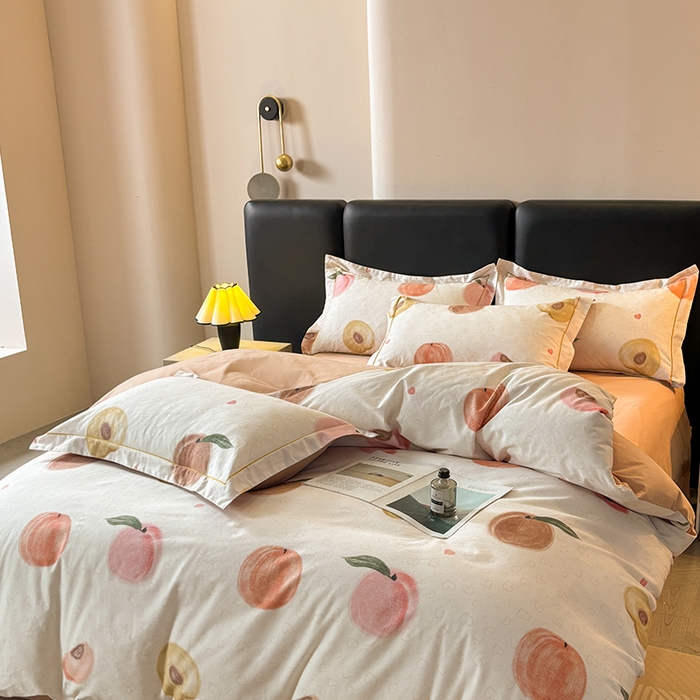 91家纺网 家纺一手货源 找家纺 帛美家纺 2025新款全棉加厚款数码印花磨毛四件套 水果派对