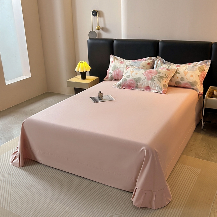 91家纺网 家纺一手货源 找家纺 帛美家纺 2025新款全棉加厚款数码印花磨毛四件套 桃汐