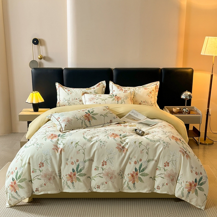 帛美家纺 2025新款全棉加厚款数码印花磨毛四件套 温辰花语