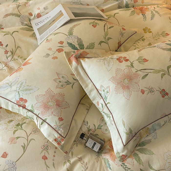 91家纺网 家纺一手货源 找家纺 帛美家纺 2025新款全棉加厚款数码印花磨毛四件套 温辰花语