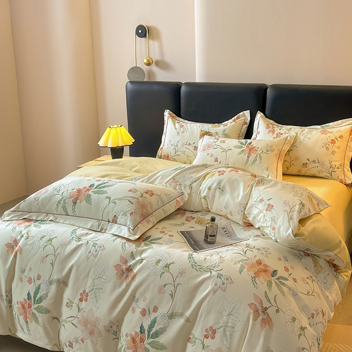 91家纺网 家纺一手货源 找家纺 帛美家纺 2025新款全棉加厚款数码印花磨毛四件套 温辰花语