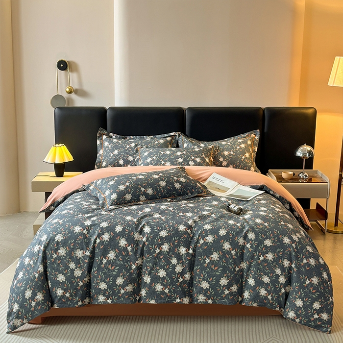 帛美家纺 2025新款全棉加厚款数码印花磨毛四件套 香草集