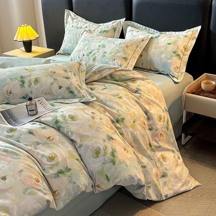 91家纺网 家纺一手货源 找家纺 帛美家纺 2025新款全棉加厚款数码印花磨毛四件套 心柔