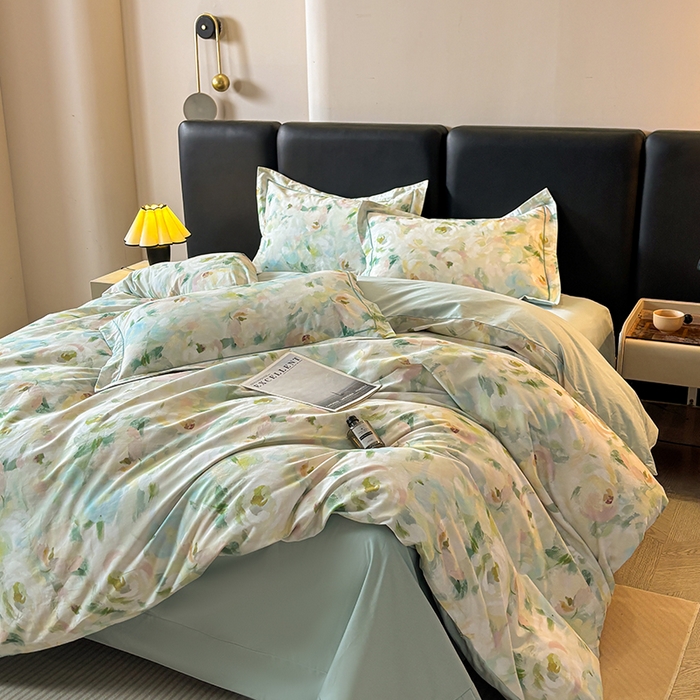 91家纺网 家纺一手货源 找家纺 帛美家纺 2025新款全棉加厚款数码印花磨毛四件套 心柔