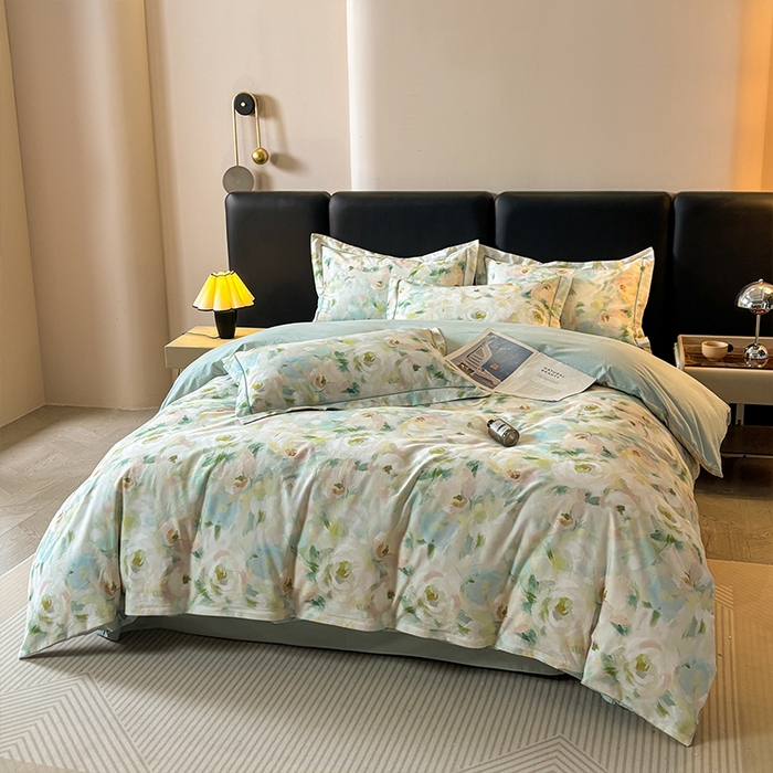 91家纺网 家纺一手货源 找家纺 帛美家纺 2025新款全棉加厚款数码印花磨毛四件套 心柔