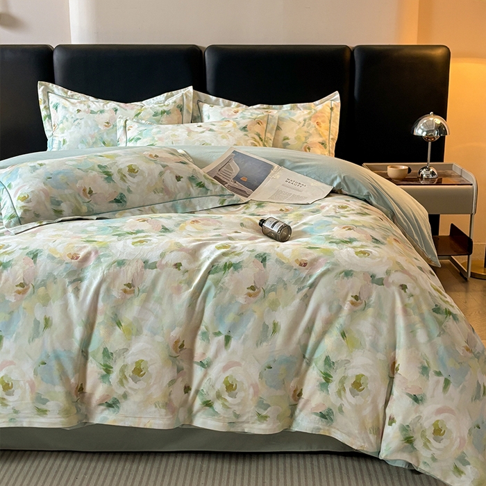 91家纺网 家纺一手货源 找家纺 帛美家纺 2025新款全棉加厚款数码印花磨毛四件套 心柔