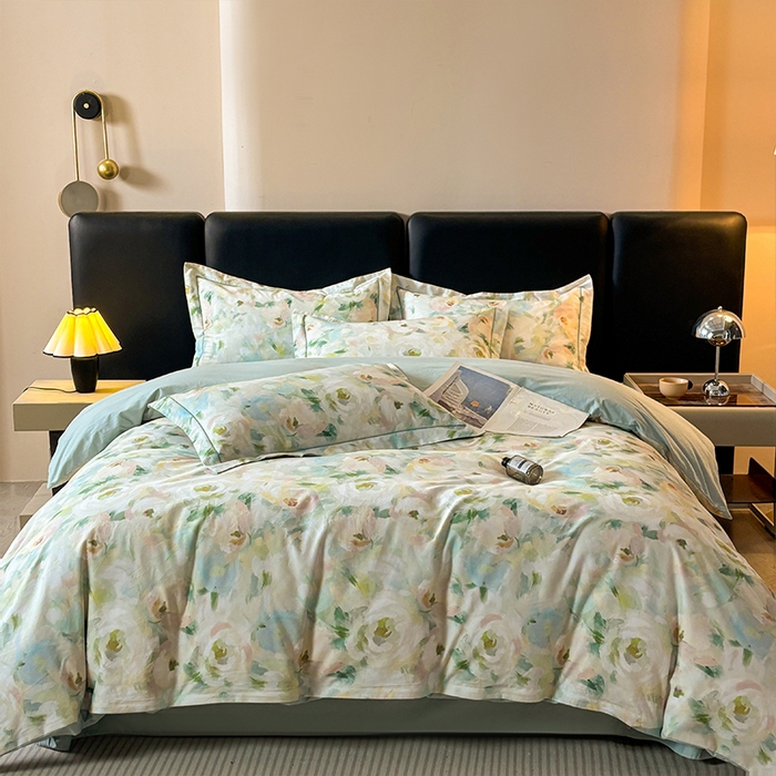 91家纺网 家纺一手货源 找家纺 帛美家纺 2025新款全棉加厚款数码印花磨毛四件套 心柔