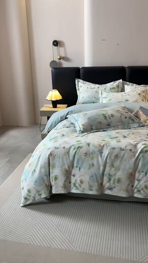 91家纺网 家纺一手货源 找家纺 帛美家纺 2025新款全棉加厚款数码印花磨毛四件套 心柔