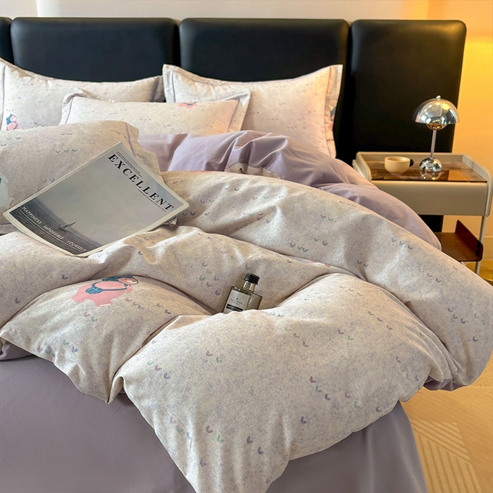 91家纺网 家纺一手货源 找家纺 帛美家纺 2025新款全棉加厚款数码印花磨毛四件套 幸运熊