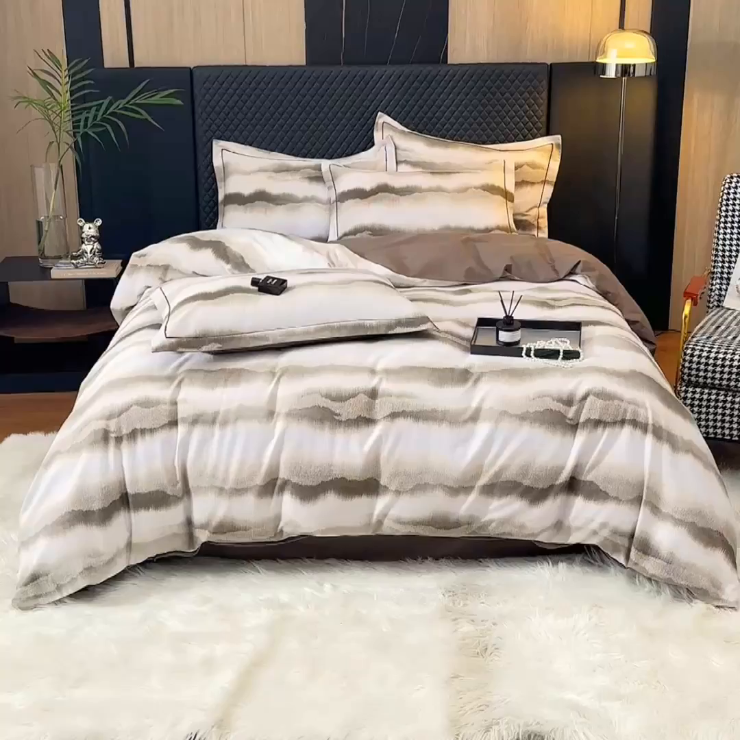 91家纺网 家纺一手货源 找家纺 帛美家纺 2025新款全棉加厚款数码印花磨毛四件套 一生之水