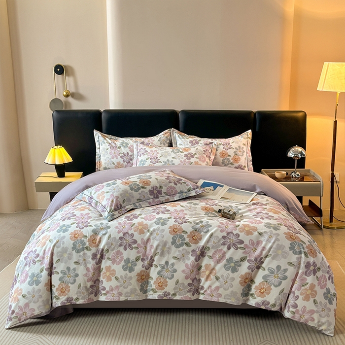 帛美家纺 2025新款全棉加厚款数码印花磨毛四件套 忆甜