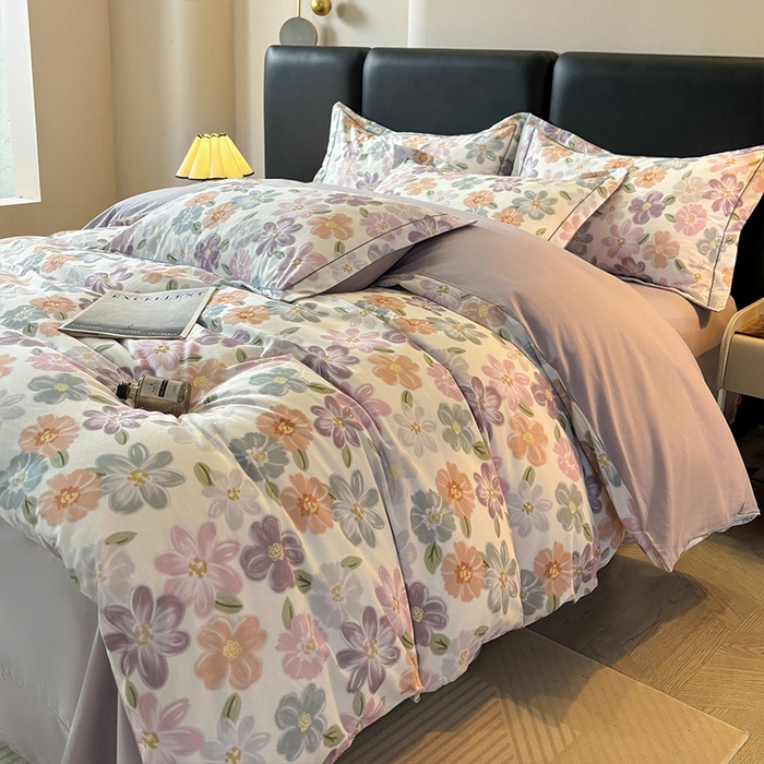 91家纺网 家纺一手货源 找家纺 帛美家纺 2025新款全棉加厚款数码印花磨毛四件套 忆甜