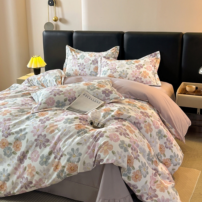 91家纺网 家纺一手货源 找家纺 帛美家纺 2025新款全棉加厚款数码印花磨毛四件套 忆甜