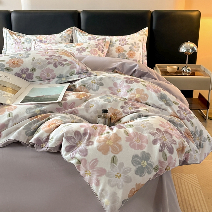 91家纺网 家纺一手货源 找家纺 帛美家纺 2025新款全棉加厚款数码印花磨毛四件套 忆甜