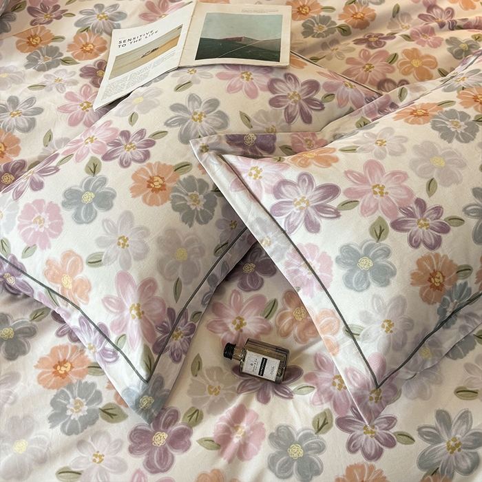 91家纺网 家纺一手货源 找家纺 帛美家纺 2025新款全棉加厚款数码印花磨毛四件套 忆甜